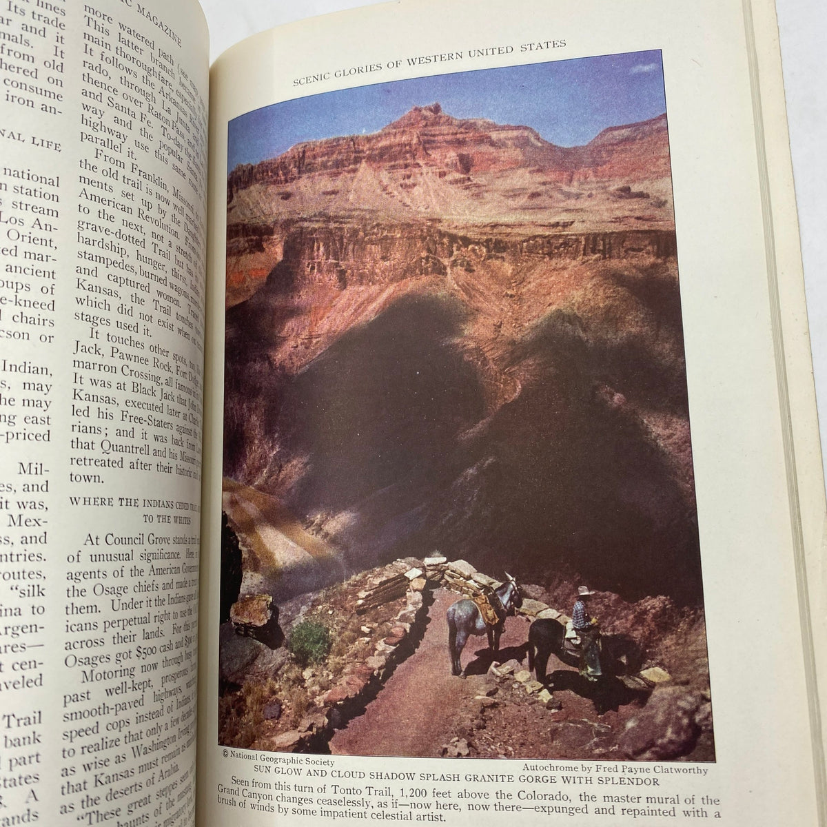 Interior page from VTG The National Geographic Magazine August 1929 displaying a scenic view of the Grand Canyon, highlighting the beauty of the Western United States.