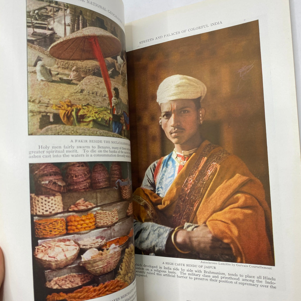 Interior page of VTG National Geographic Magazine July 1926 displaying an image of a Hindu man in traditional attire, representing the streets and palaces of colorful India.