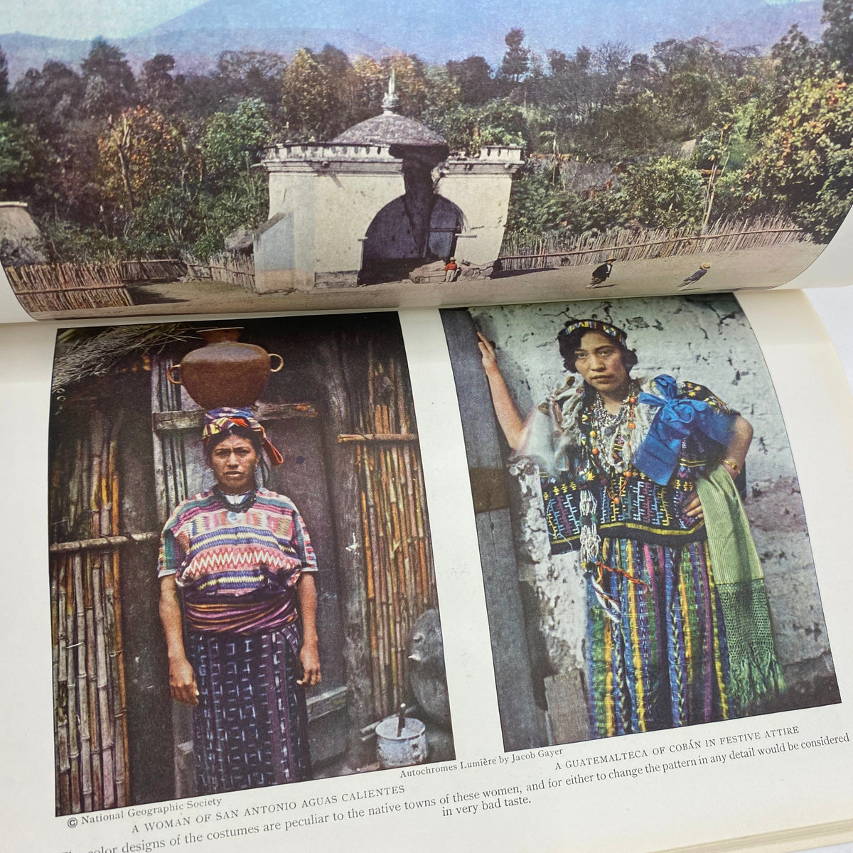 Inside page of the Vintage National Geographic Magazine November 1926 showcasing women in traditional Guatemalan attire, highlighting the cultural diversity and craftsmanship of the time.