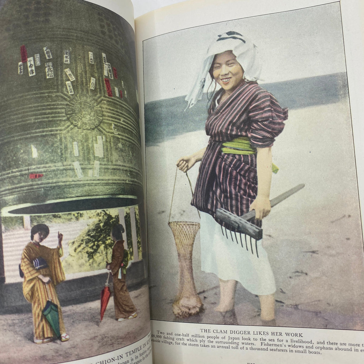 Page from VTG The National Geographic Magazine July 1921 featuring a woman clam digging in Japan, highlighting traditional livelihoods.