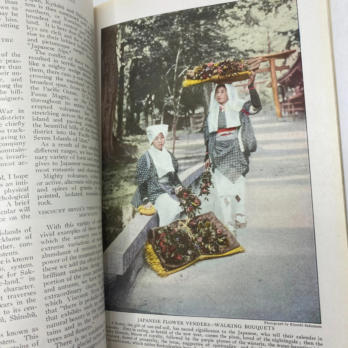 Page from VTG The National Geographic Magazine July 1921 displaying Japanese flower vendors, illustrating cultural practices.