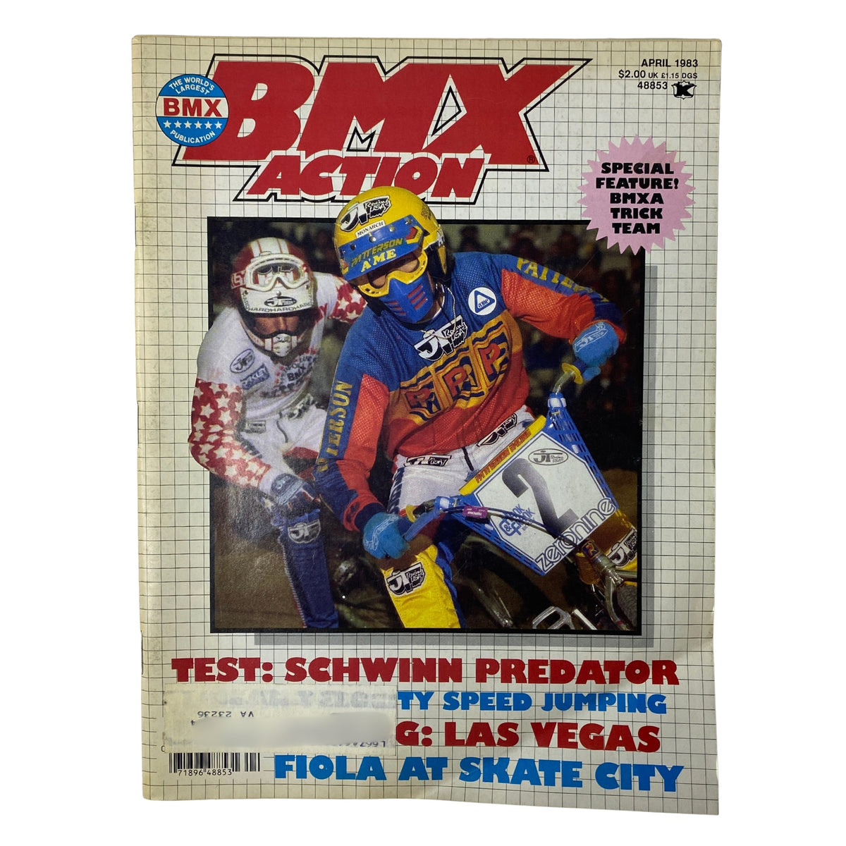 BMX Action Magazine April 1983 Vol 8 No. 4 Toby Henderson Cover featuring intense racing action at the ABA-JAG World Championship.