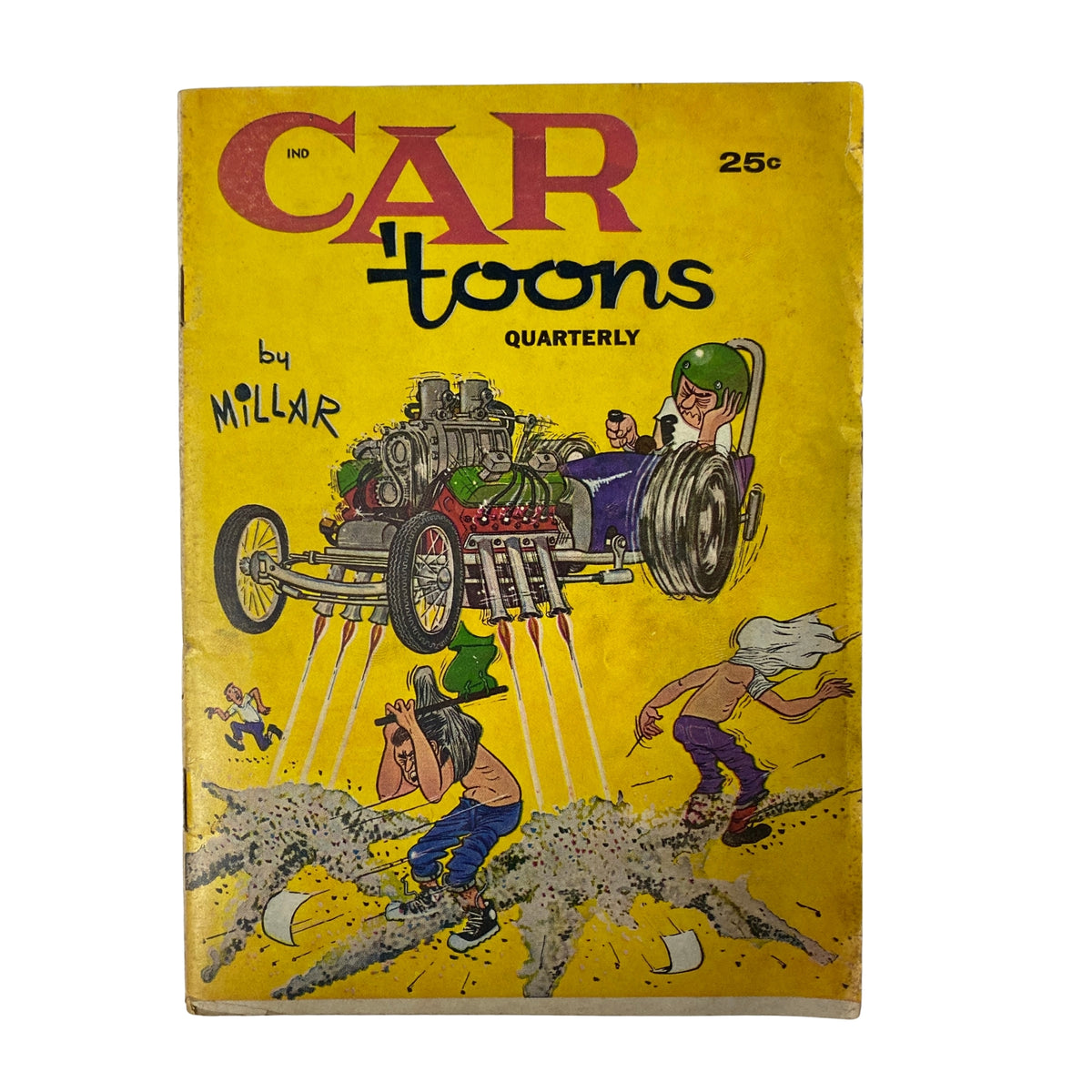 1961 Summer Car Toons Comic Magazine cover by Millar featuring vibrant illustrations of a cartoon hot rod and characters, highlighting the humor of car culture.