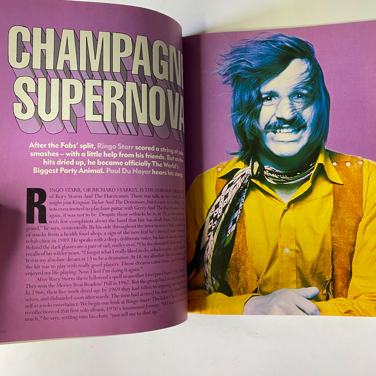 An inside article from Mojo Music Magazine July 2001 featuring Ringo Starr, titled 'Champagne Supernova,' discussing his solo career post-Beatles.