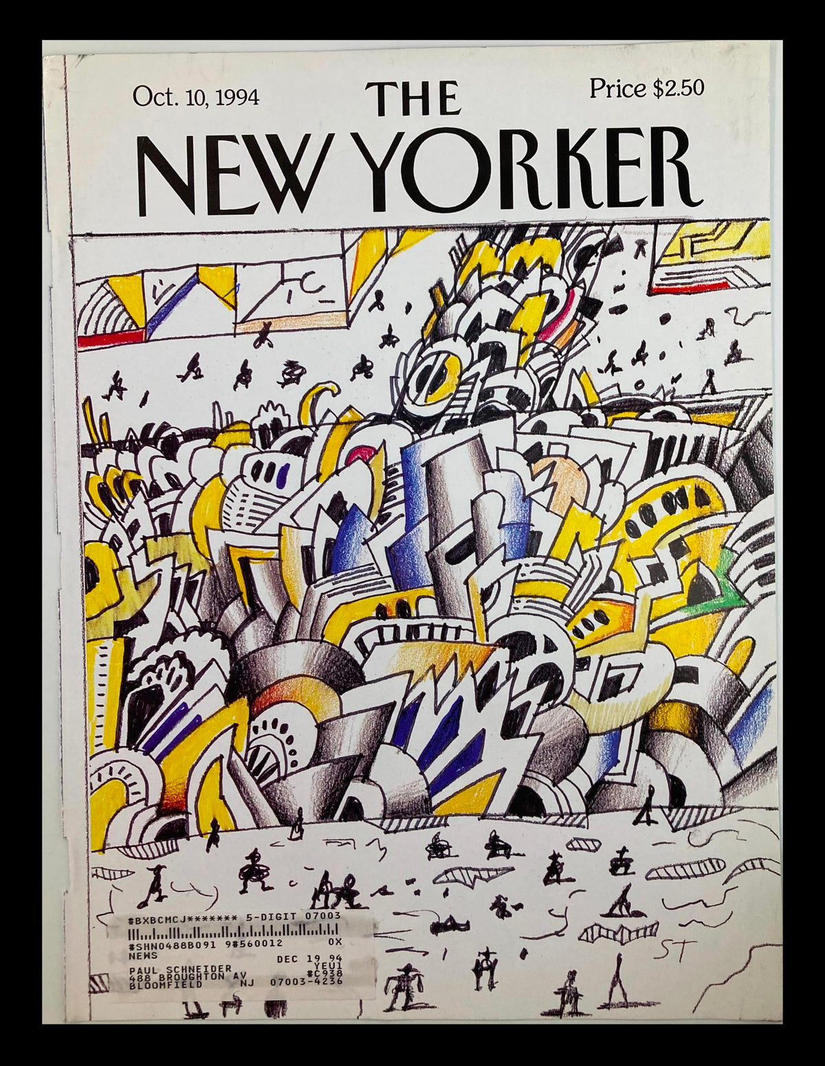 Cover of The New Yorker, October 10, 1994 featuring Saul Steinberg's artwork 'Canal Street Traffic', depicting vibrant urban life with whimsical illustrations.