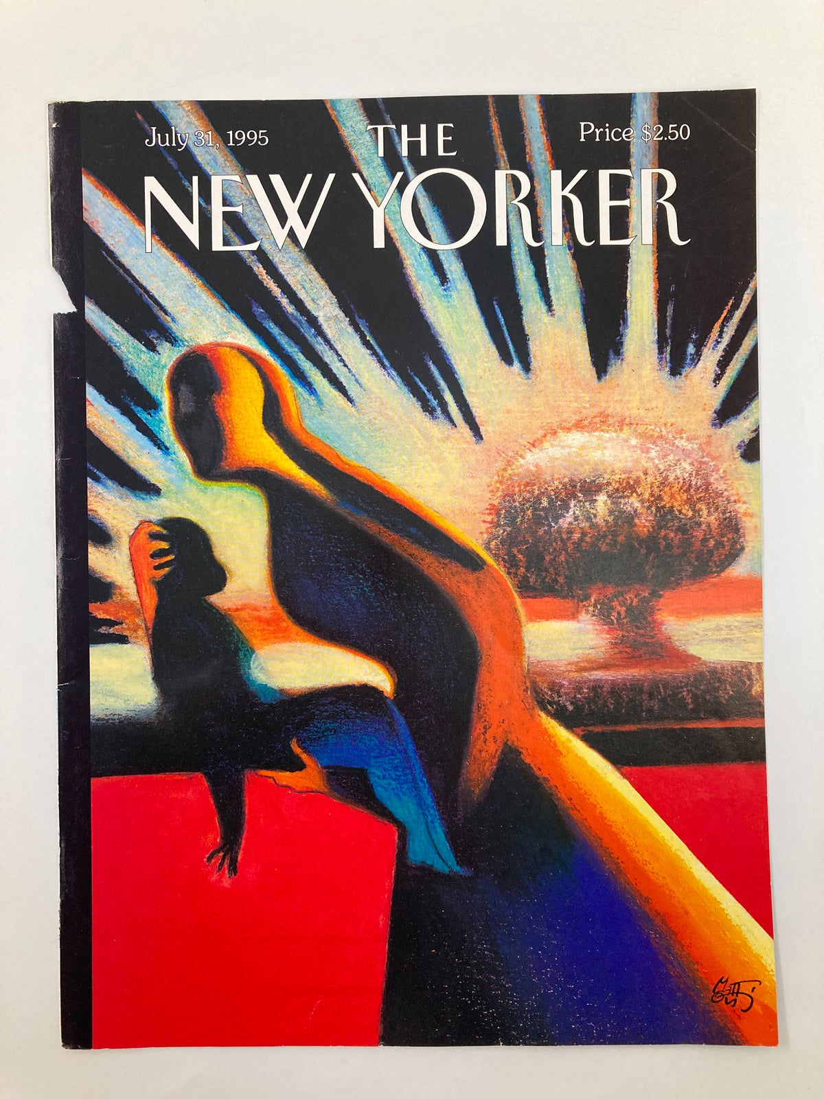 The New Yorker July 31 1995 cover displaying the captivating 'Nuclear Blast' artwork by Lorenzo Mattotti, featuring dramatic imagery and bold colors.