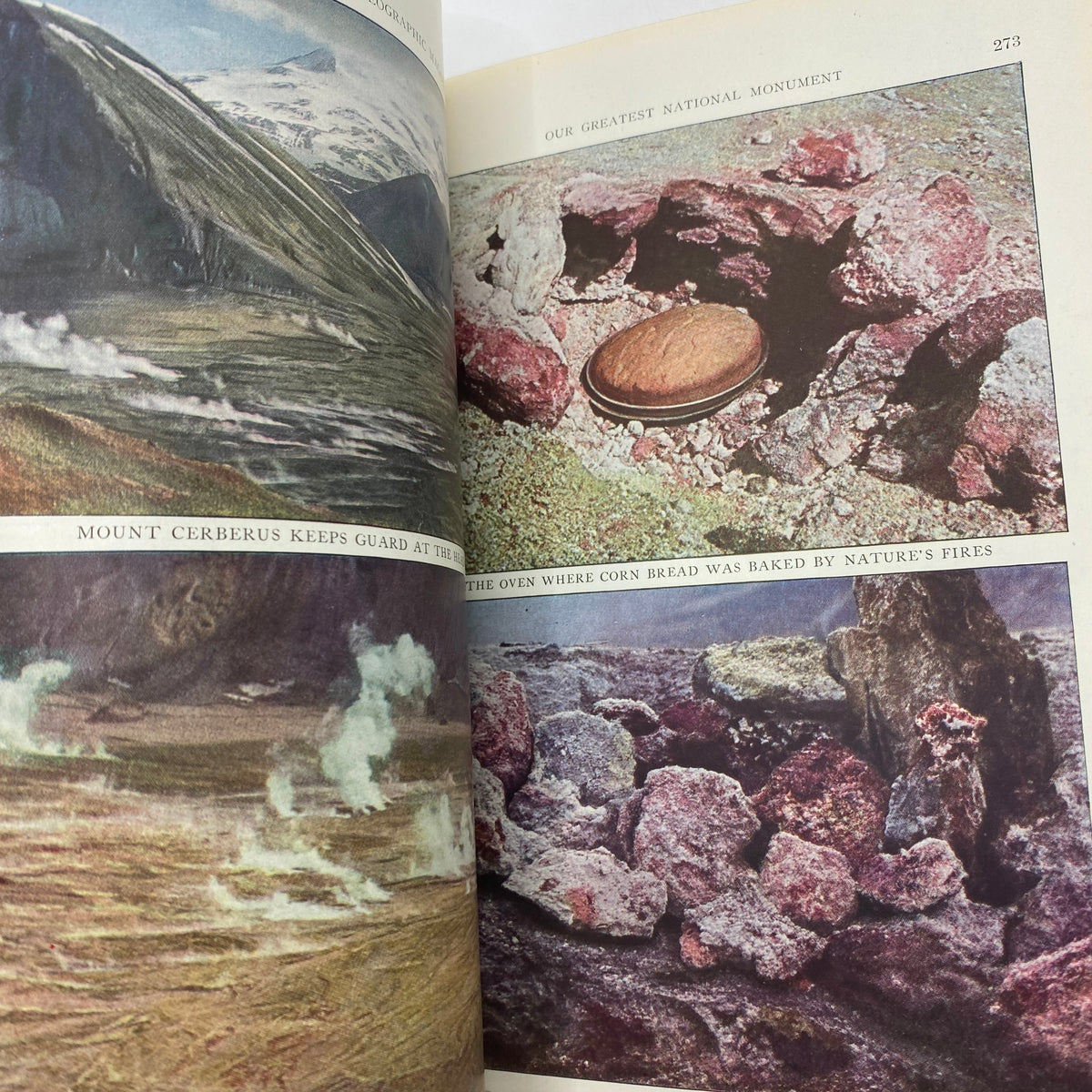 Interior page of National Geographic Magazine from September 1921 featuring images related to 'Our Greatest National Monument' with geological formations.