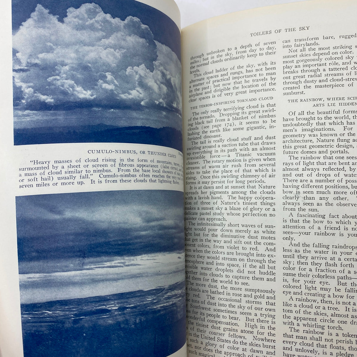Interior page of National Geographic Magazine August 1925 showcasing clouds and skies with detailed descriptions.
