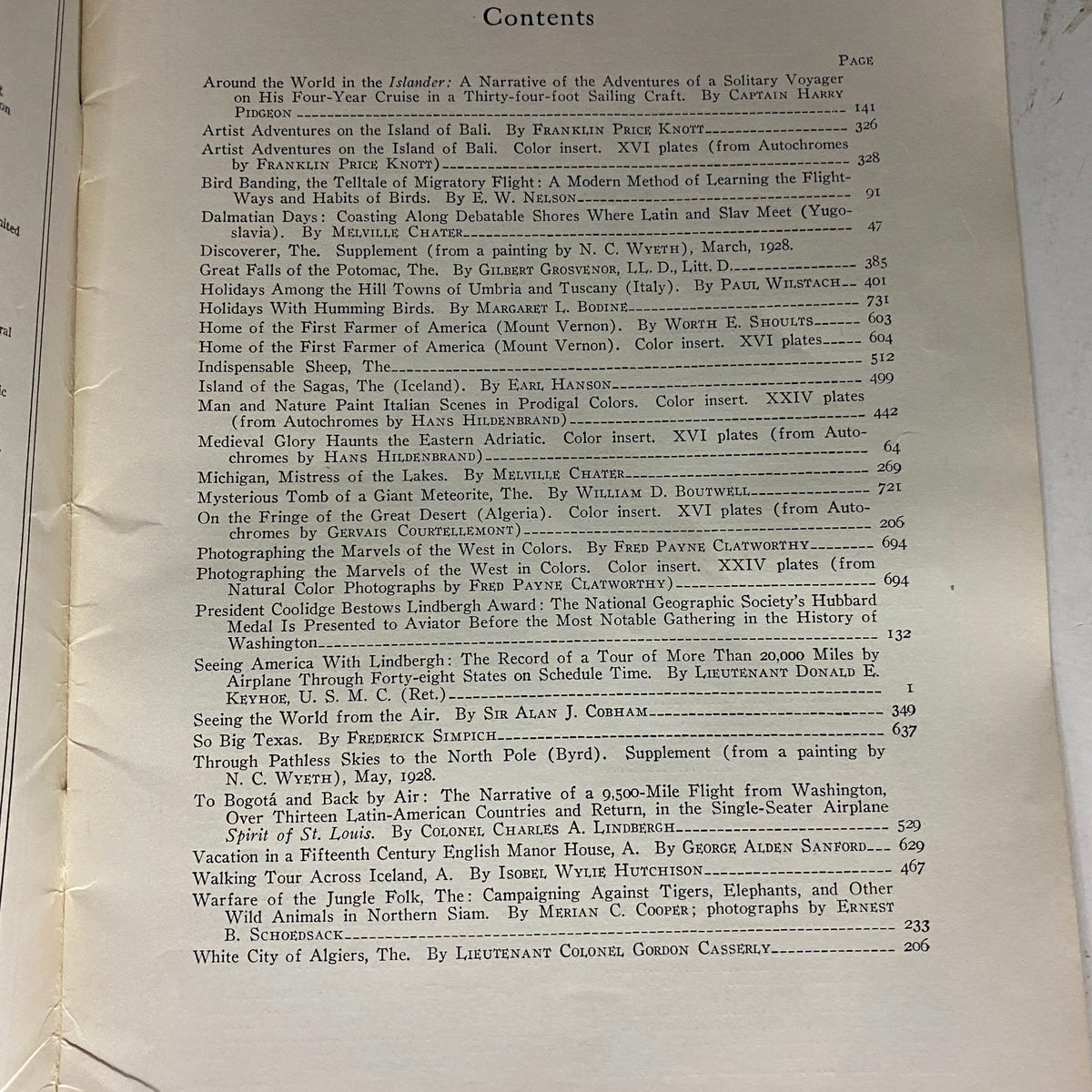 National Geographic Magazine January-June 1928 Volume LIII Index No Label