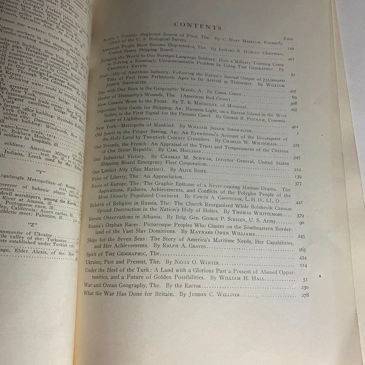 National Geographic Magazine July-December 1918 Volume XXXIV Index No Label