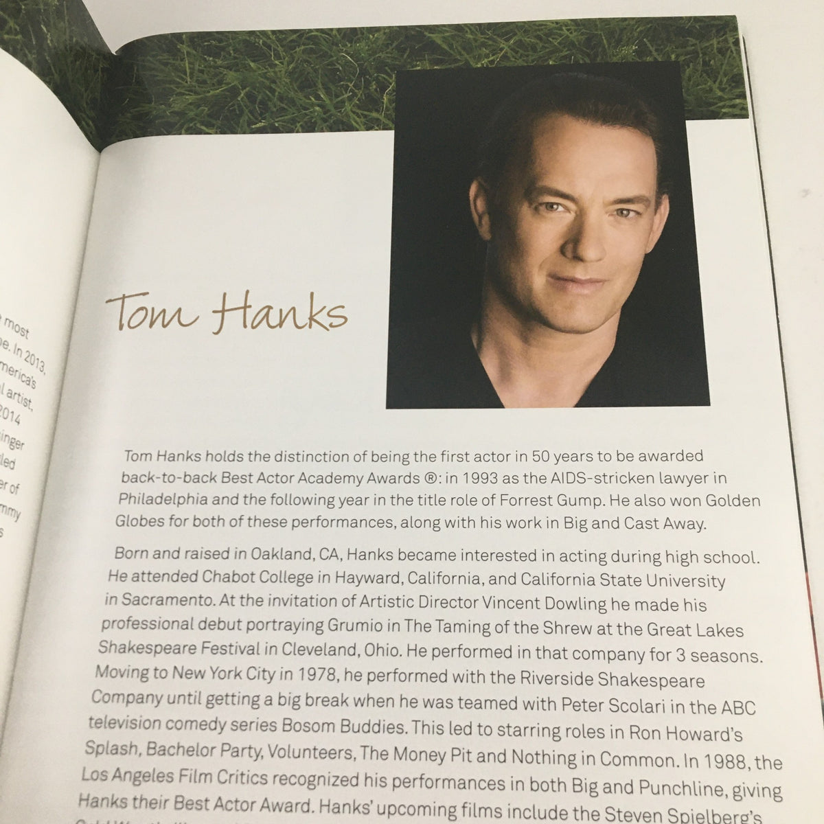 Image from '2015 An Evening of Serious Fan Celebrating The Legacy of Paul Newman' depicting Tom Hanks, detailing his significant career in acting and accolades received throughout the years.