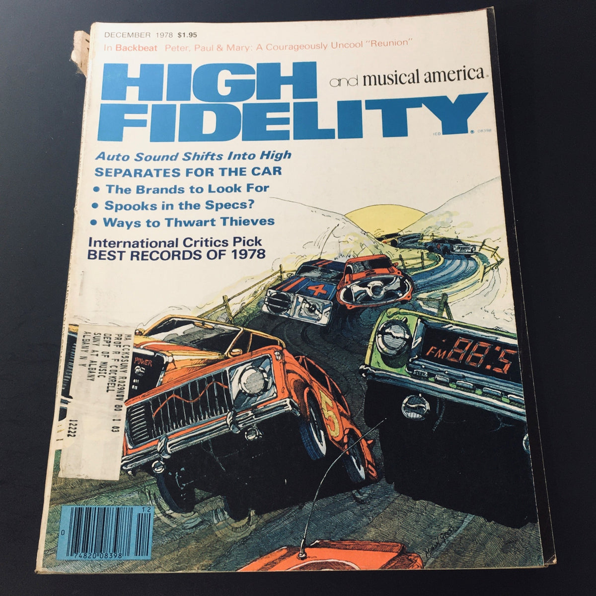 Cover of VTG High Fidelity & Musical America December 1978 magazine featuring a colorful illustration of racing cars, highlighting the Best Records of Year 1978.