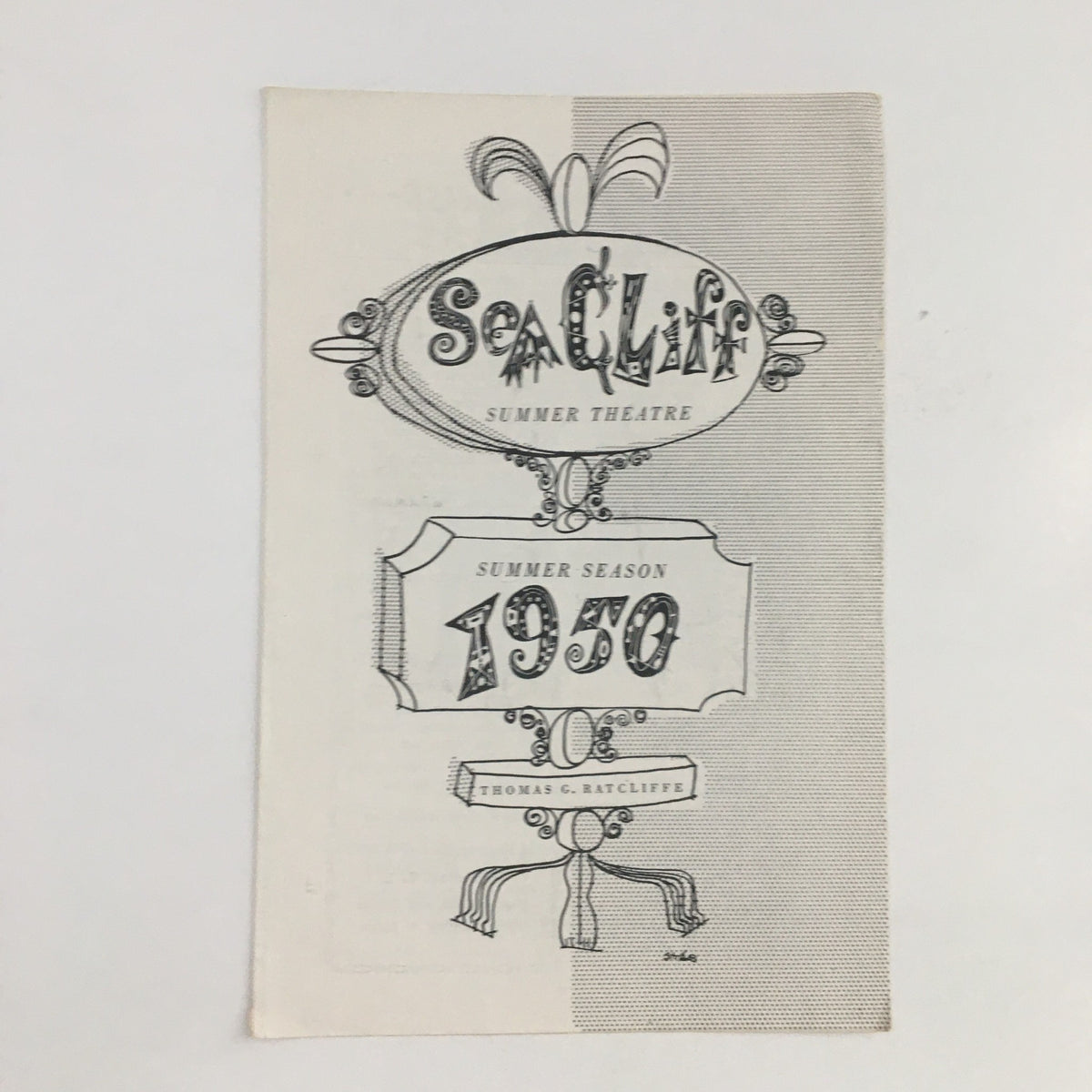 Front cover of the 1950 Seacliff Summer Theatre program featuring The Sherbrooke by Du Mont, showcasing a vintage design.