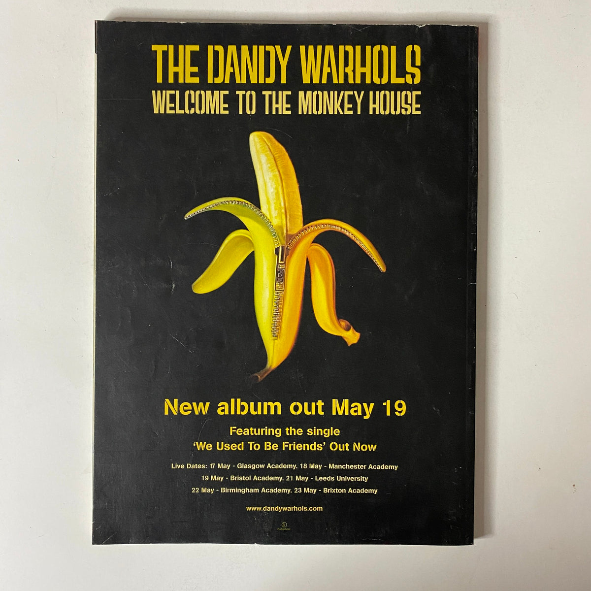 Mojo Music Magazine June 2003 promotional page for The Dandy Warhols' new album 'Welcome to the Monkey House', with a striking banana graphic.