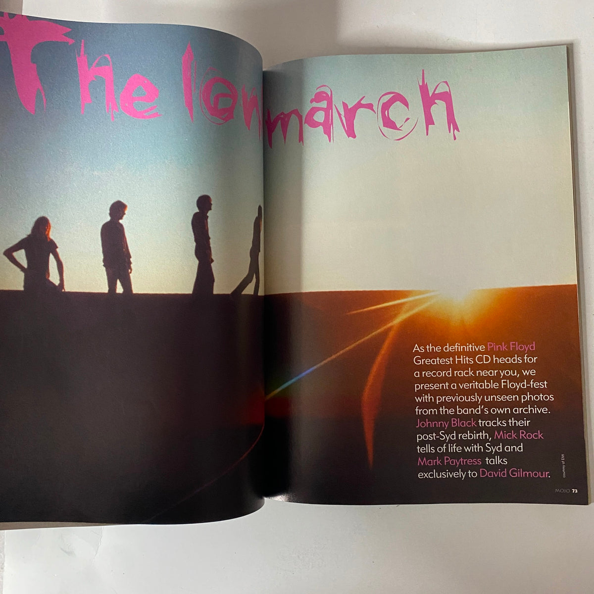 Mojo Music Magazine November 2001 spread showcasing Pink Floyd with exclusive insights from Johnny Black.