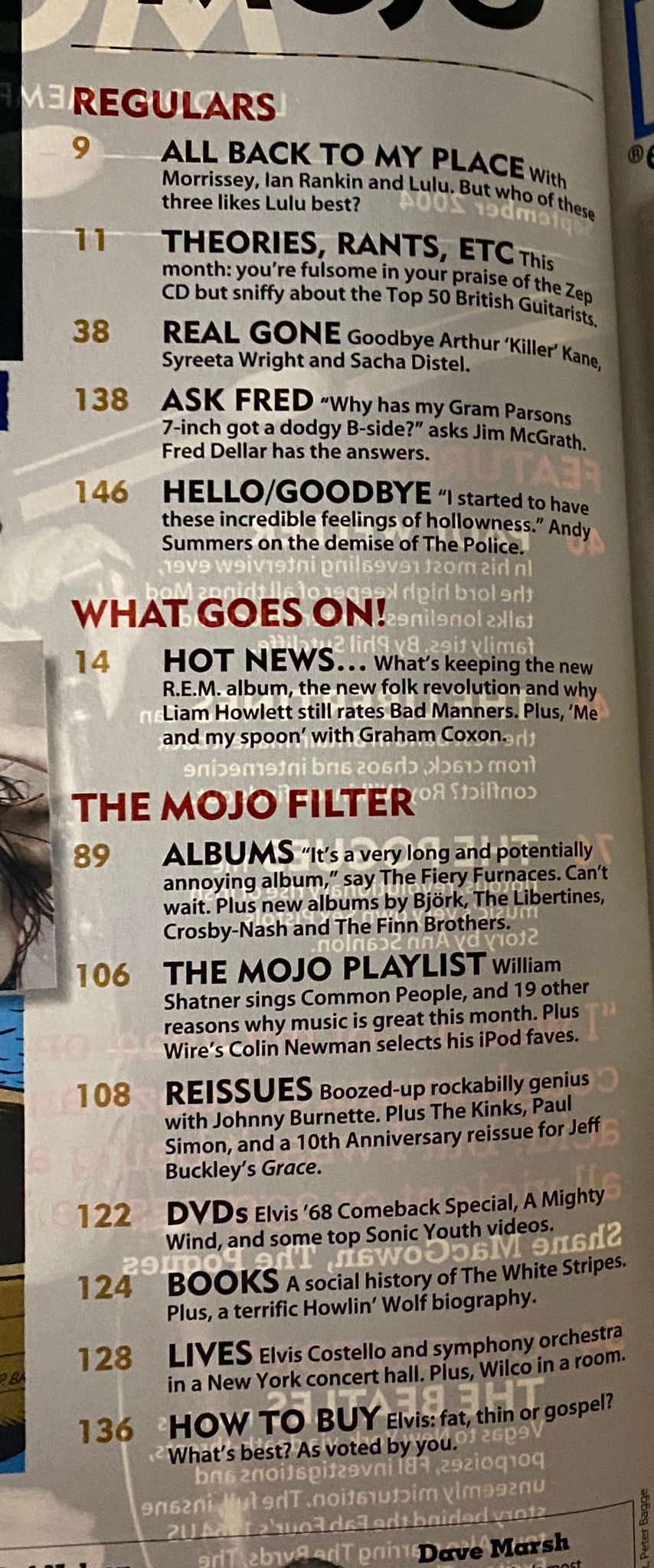 Page from Mojo Music Magazine September 2004 featuring regulars section including articles on Morrissey, Led Zeppelin, and music tributes. The Beatles No CD Included No Label.