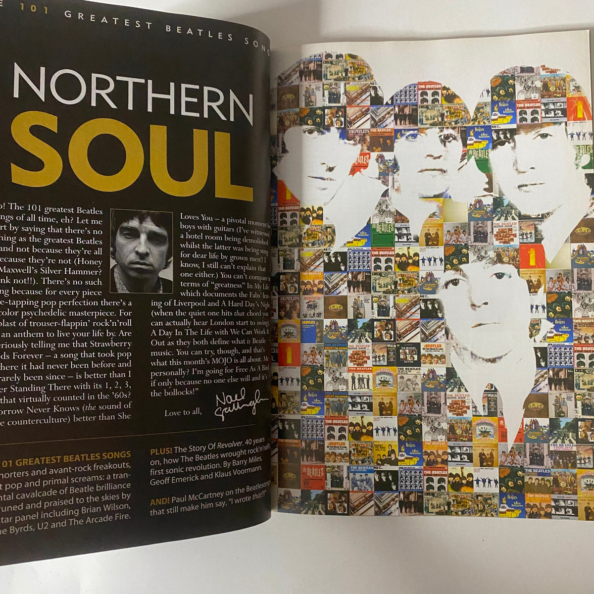 Mojo Music Magazine July 2006 The Beatles Cover featuring a vibrant collage of Beatles album covers and artwork on a page titled 'Northern Soul'. No CD included, no label.