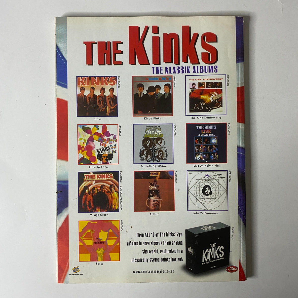 The Kinks - The Klassik Albums advertisement showcasing iconic album covers including Kinks, Kinda Kinks, The Kink Kontroversy, and more, featured in Mojo Music Magazine, March 2006.