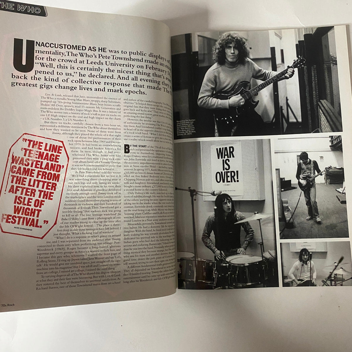 Inside the Mojo Classic Magazine June 2006, an article featuring Pete Townshend's reflections on The Who, accompanied by images of band members at iconic performances, celebrating the legacy of 1970s rock.