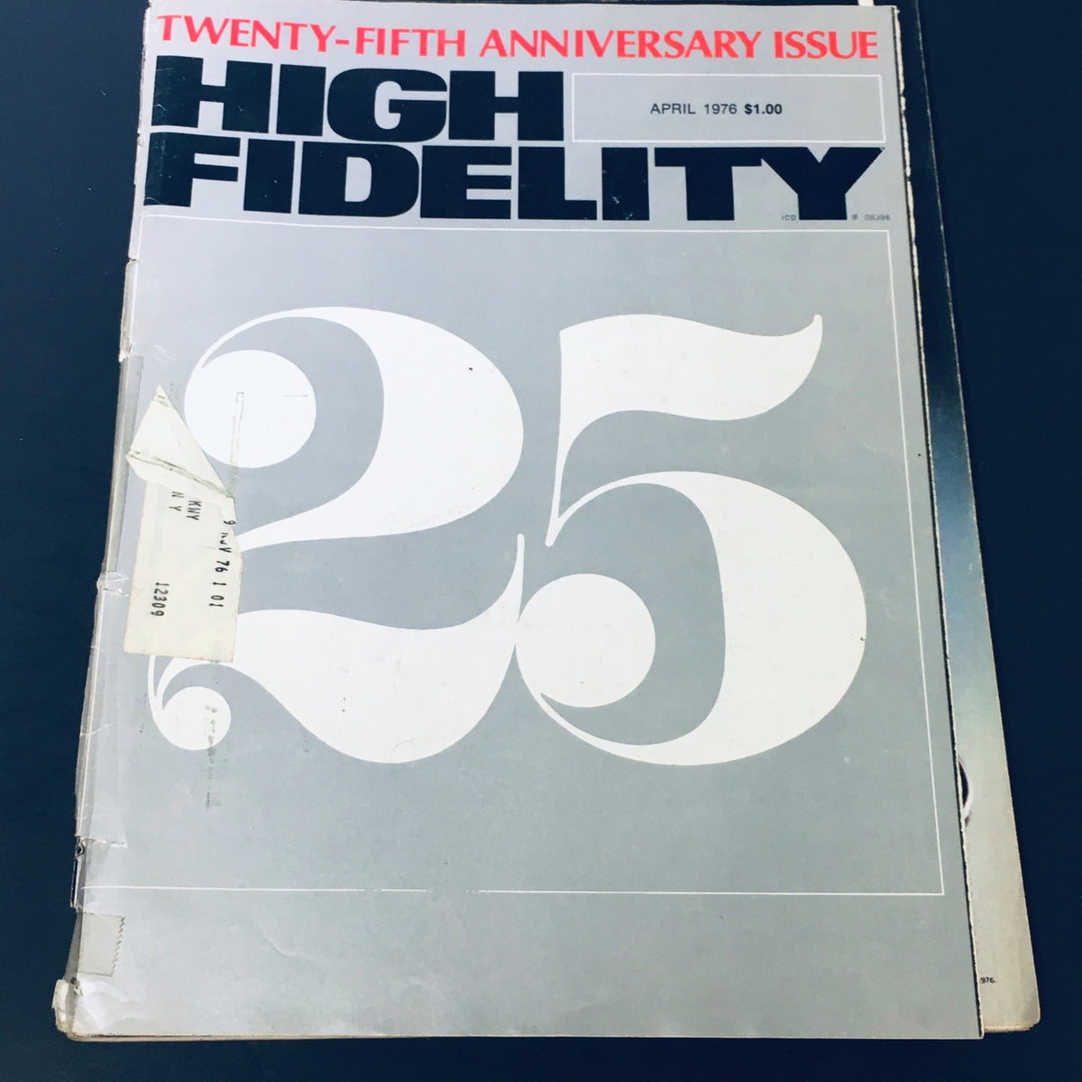 Cover of VTG High Fidelity Magazine April 1976, celebrating its Twenty-Fifth Anniversary, featuring a large '25' design.