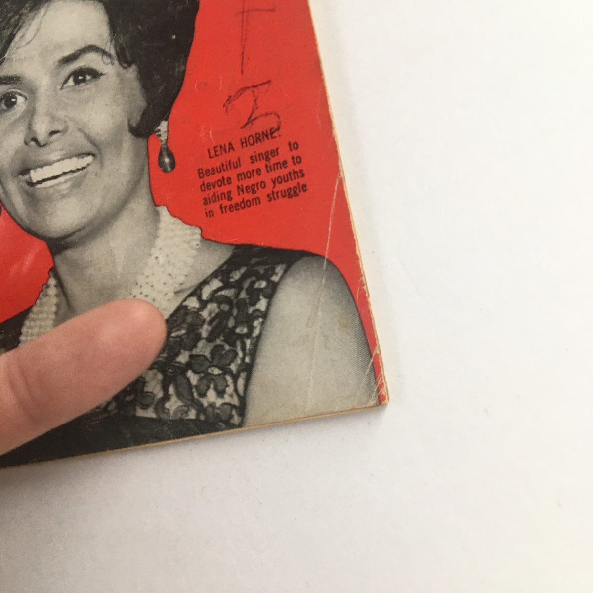 Zoomed-in view of Jet Magazine March 14 1963 featuring Lena Horne, emphasizing her role as an advocate for Negro youth empowerment.