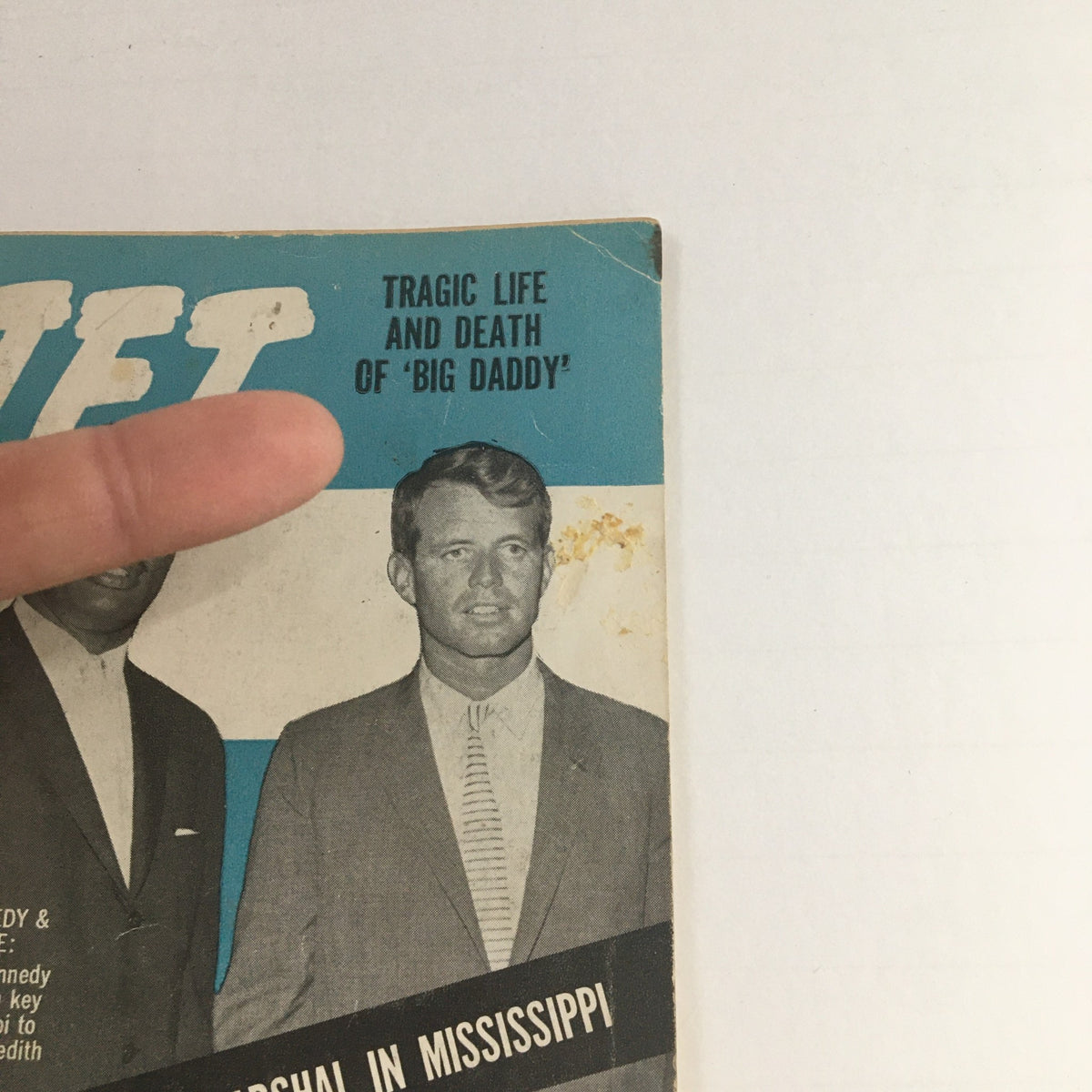 Cover of Jet Magazine May 30, 1963 featuring Robert Kennedy and Negro Marshal Luke Moore, highlighting the tragic life and death of 'Big Daddy'.