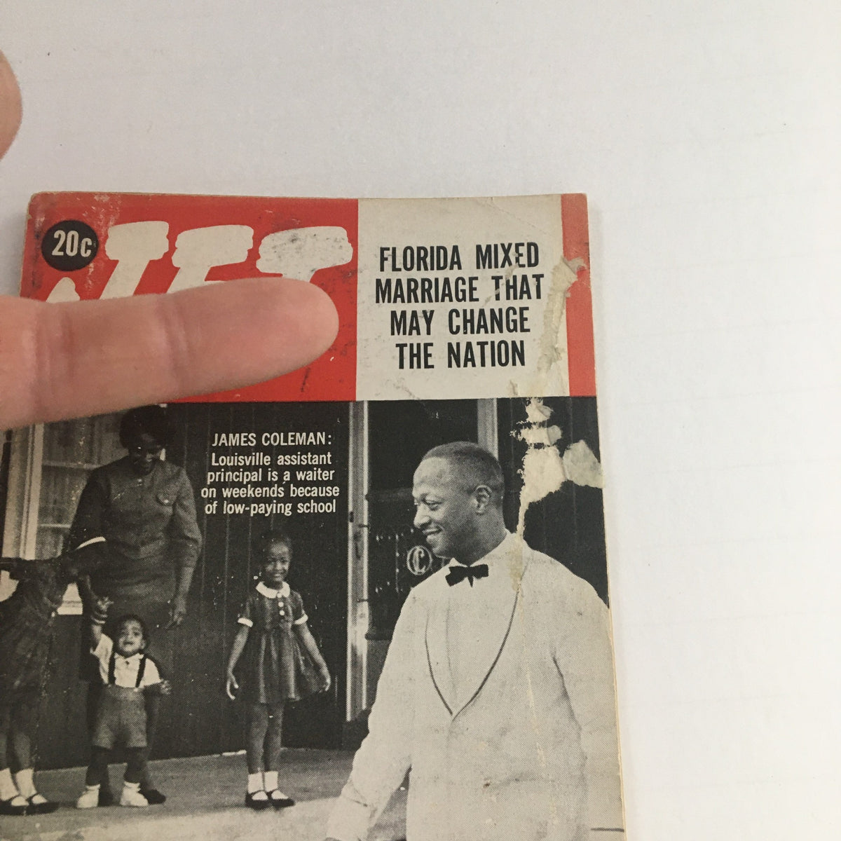 Close-up of the cover of Jet Magazine December 17, 1964, highlighting the article on schoolteacher James Coleman and societal topics of the era.