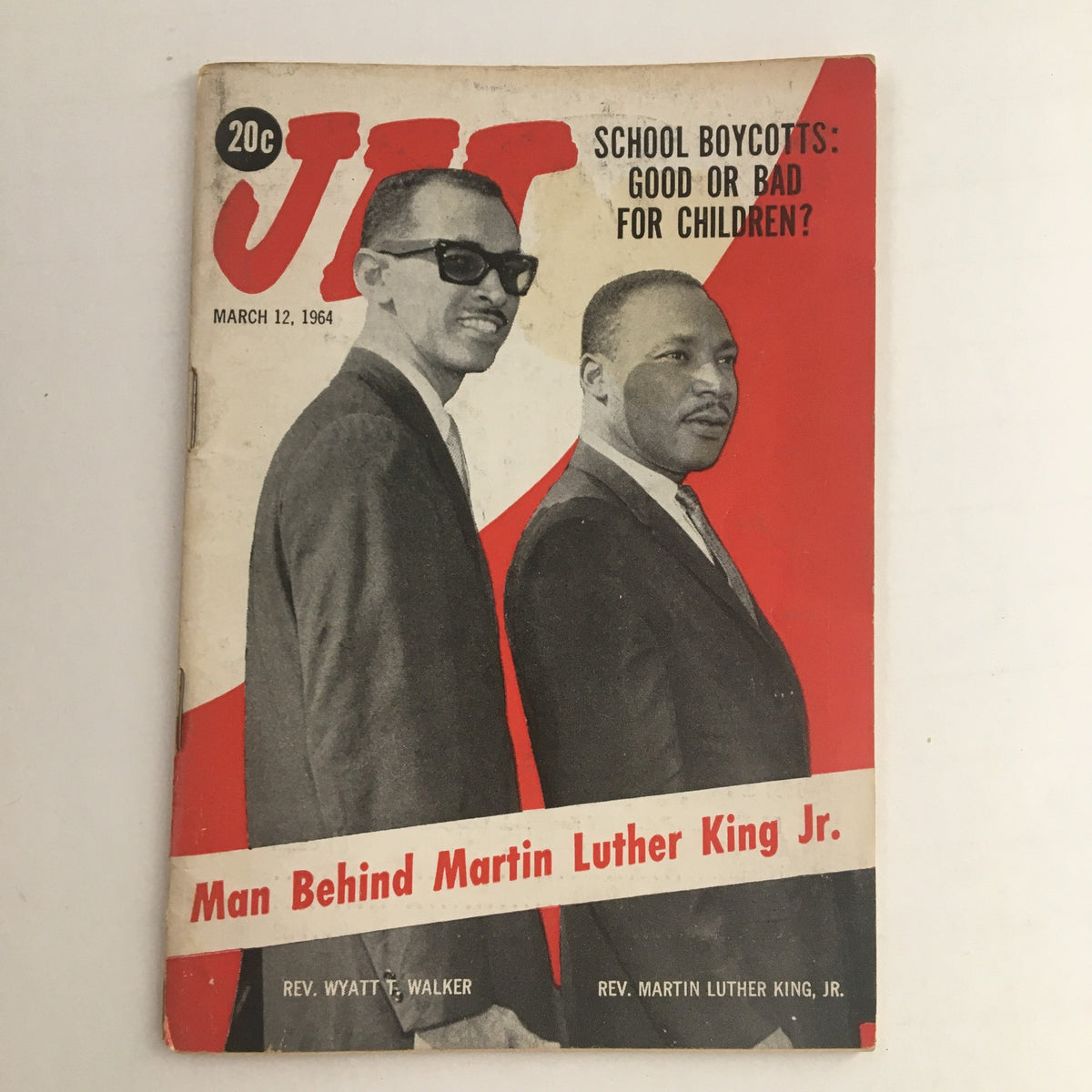 Cover of Jet Magazine March 12 1964 featuring civil rights leaders Wyatt T. Walker and Martin Luther King Jr., discussing school boycotts.