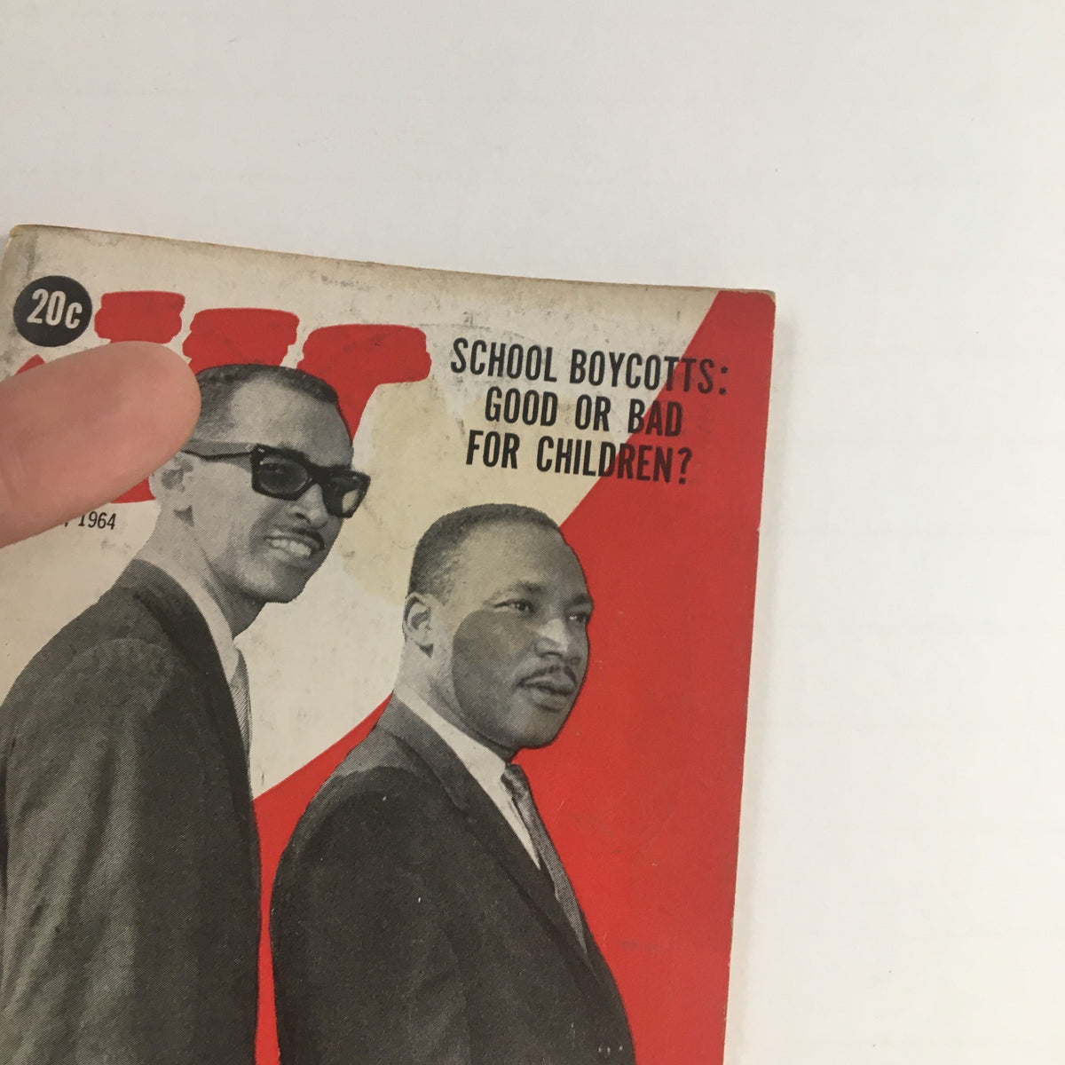 Close-up of the Jet Magazine March 12 1964 cover displaying Wyatt T. Walker and Martin Luther King Jr. with caption about school boycotts.