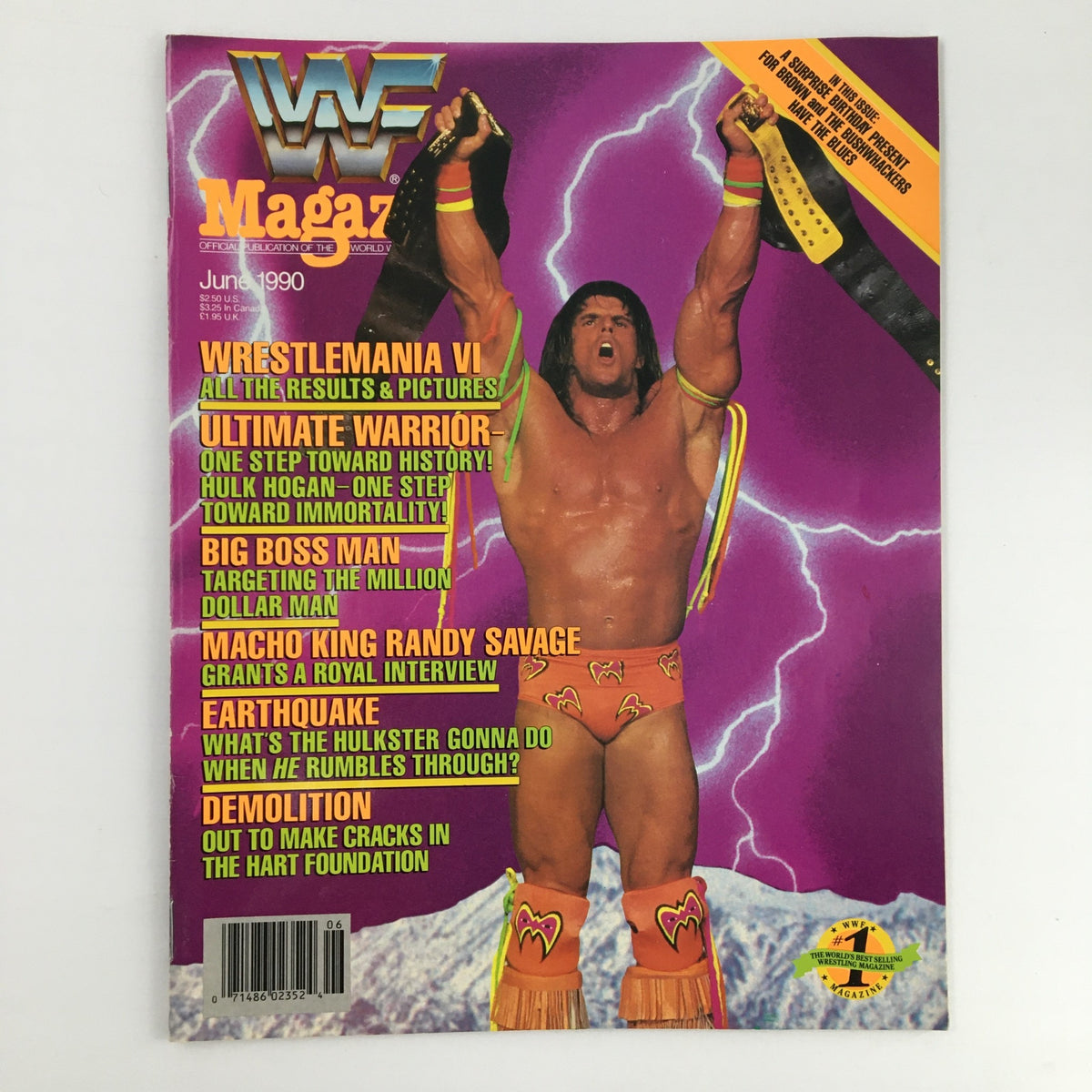 WWF Magazine June 1990 cover featuring Macho King Randy Savage and Hulk Hogan, highlighting wrestling excitement.