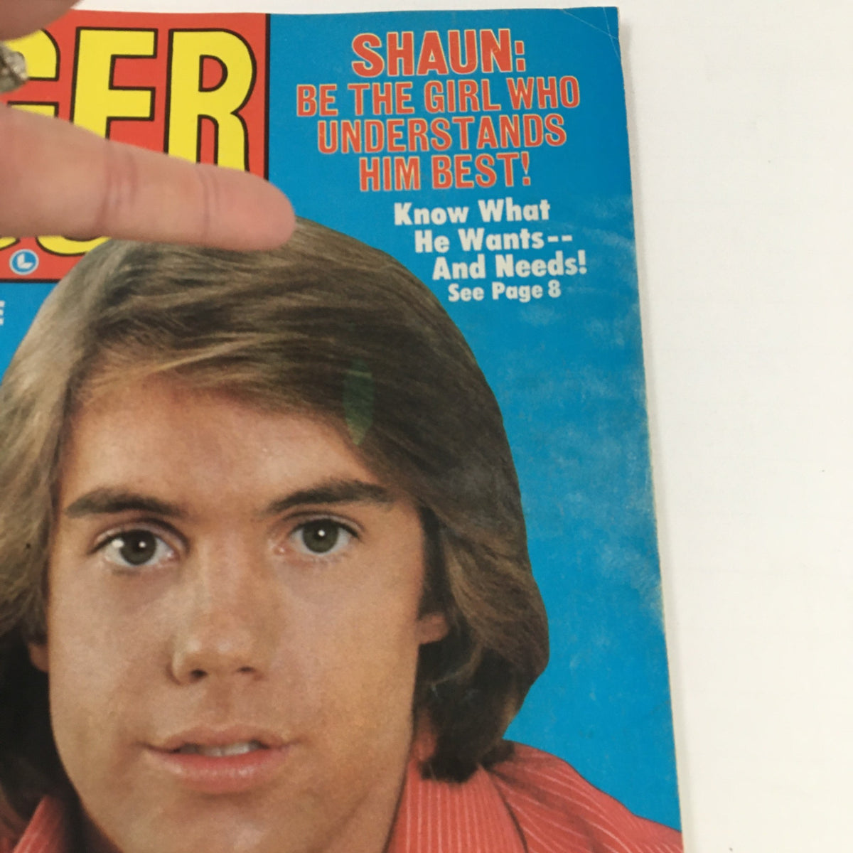 Close-up of the cover of Tiger Beat Magazine February 1978 showcasing Shaun Cassidy's features and the tagline 'Be the Girl Who Understands Him Best!'