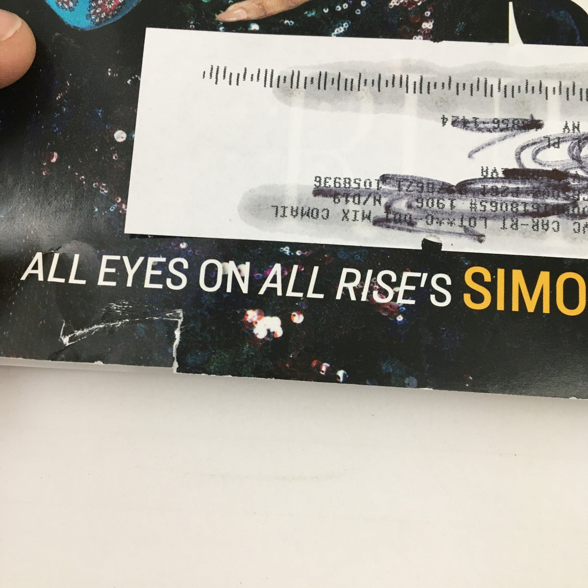 Close-up of the Watch Magazine November 2019, highlighting the tagline 'All Eyes on All Rise's Simone Missick' along with a glimpse of the magazine's wear and tear.