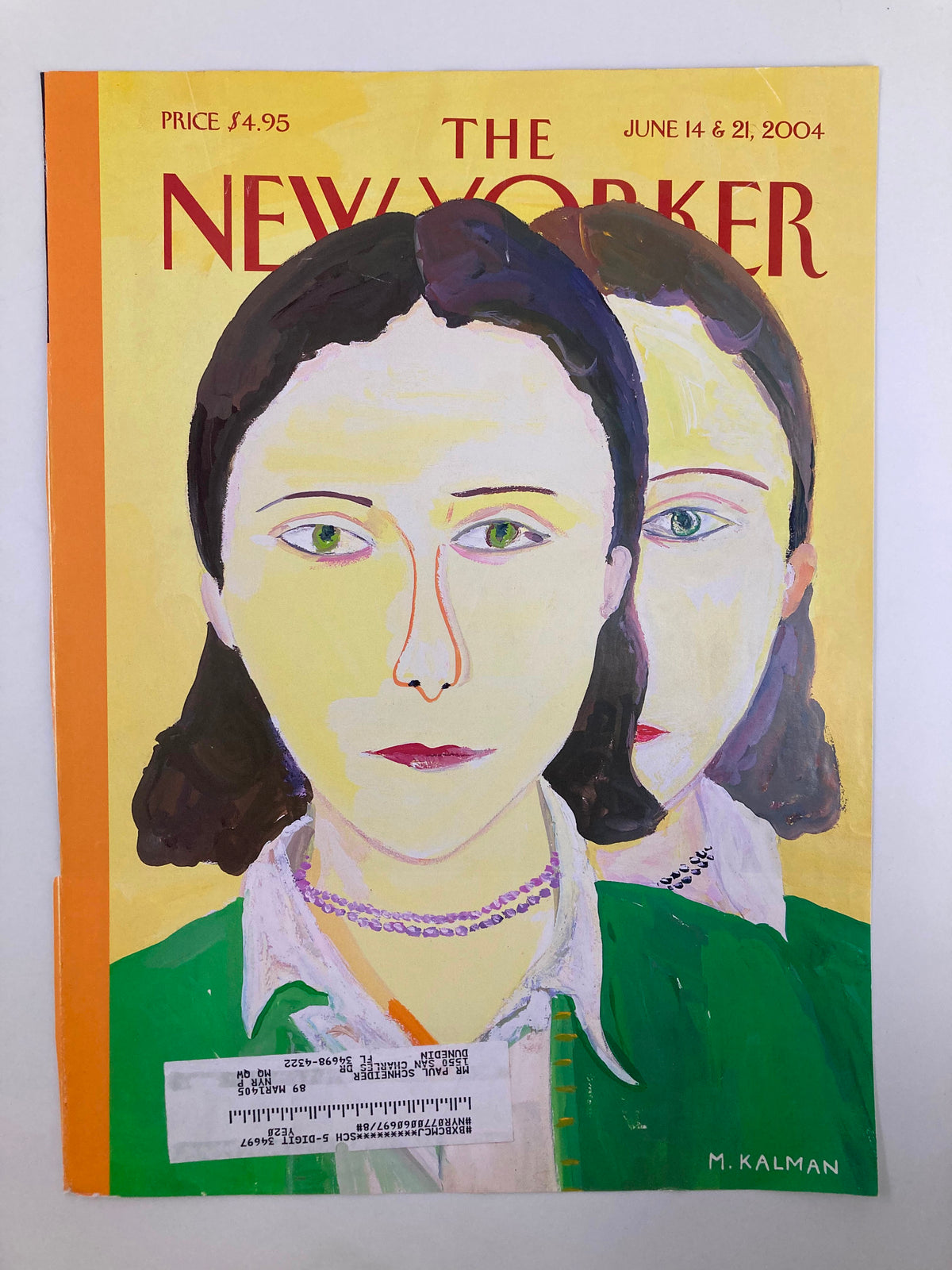 Cover of The New Yorker, June 14, 2004, showcasing a vibrant illustration by Maira Kalman, depicting a woman with a double image effect, displaying her distinctive artistic flair.
