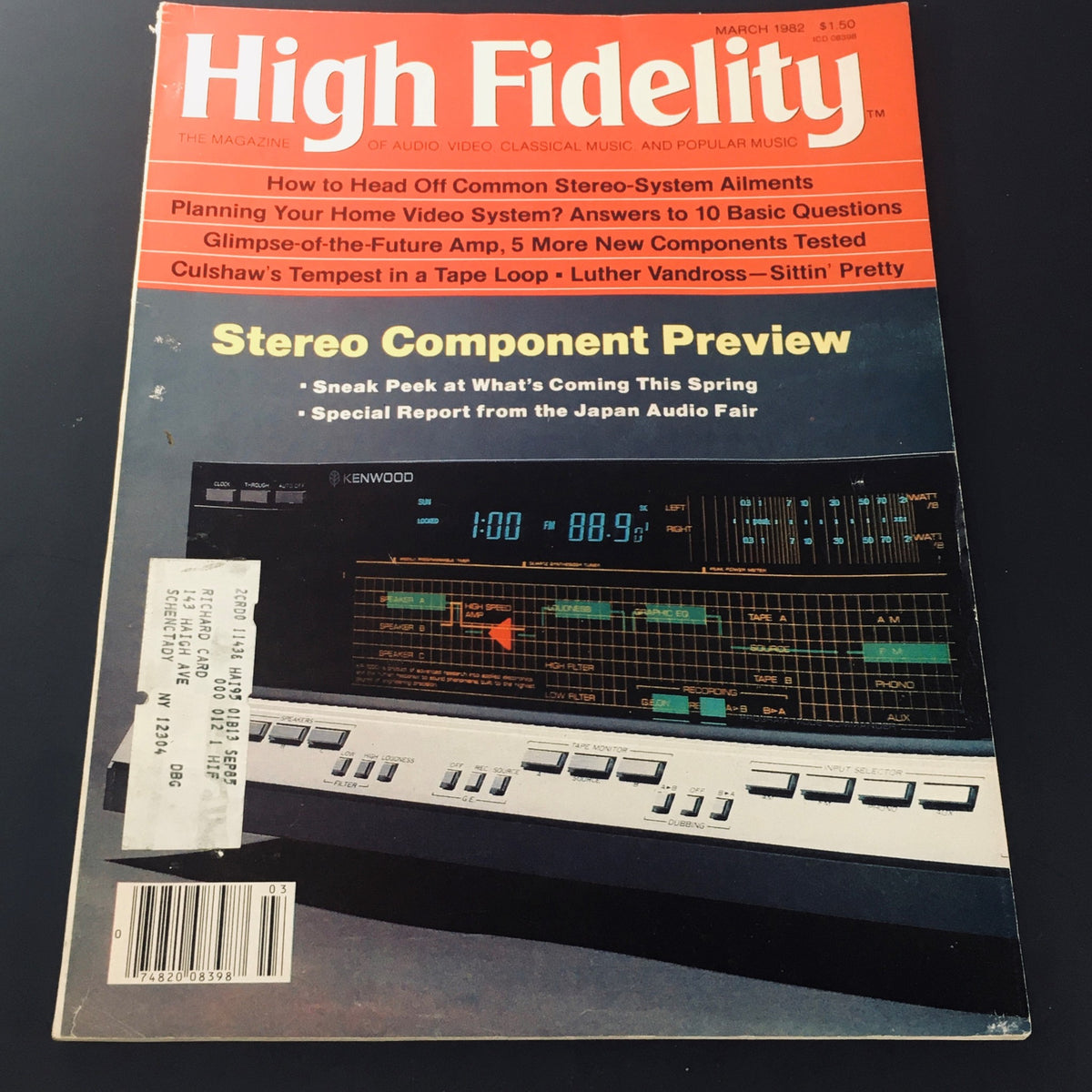 Cover image of the VTG High Fidelity Magazine March 1982, featuring a special report from the Japan Audio Fair. The magazine highlights audio technology trends, with a focus on stereo components and equipment, and includes promotional content about upcoming products.