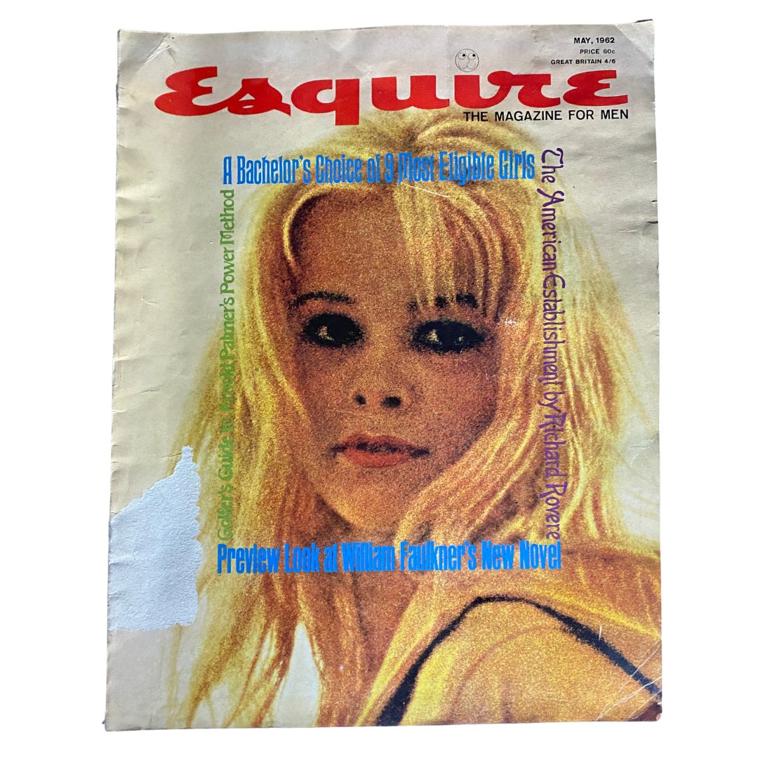 Cover of VTG Esquire Magazine May 1962 featuring Jennifer Billingsley, showcasing vintage style with a striking design.