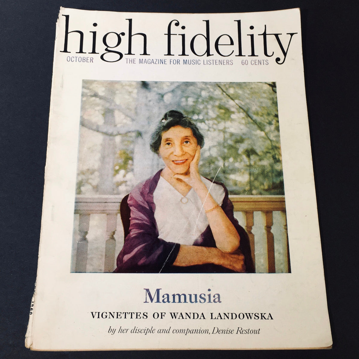 Cover of the VTG High Fidelity Magazine October 1960 featuring Mamusia and Vignettes of Wanda Landowska, showcasing a portrait of Wanda Landowska.