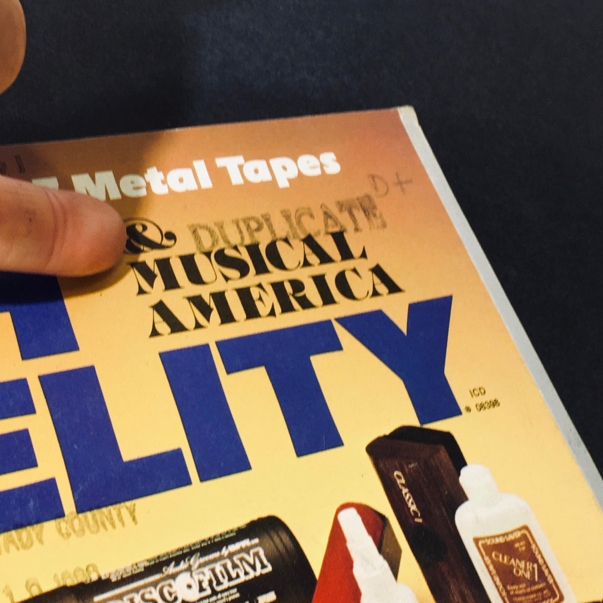 Close-up of High Fidelity Magazine July 1980 cover featuring '& Duplicate Musical America' text, enhancing collectible value.