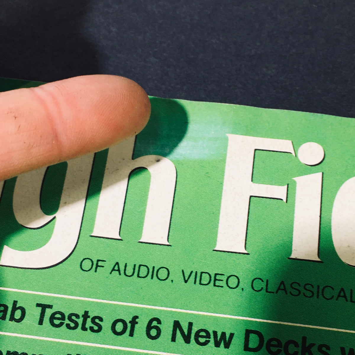 Close-up of High Fidelity Magazine February 1982 cover, highlighting the title and details of audio, video, and classical music features.