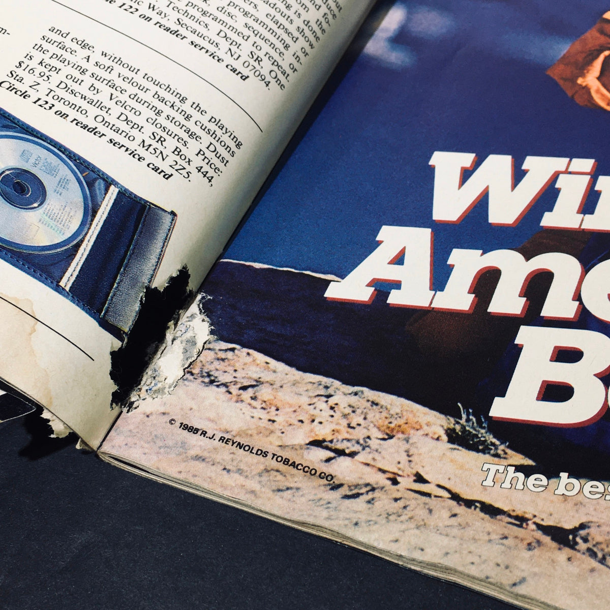 Page from Stereo Review Magazine April 1986 with an advertisement involving audio technology.