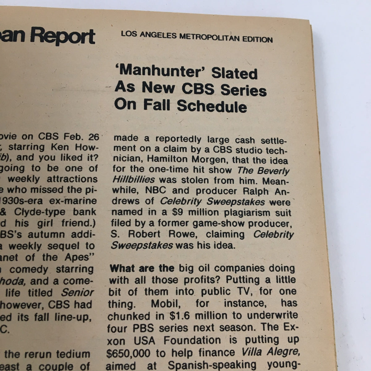 TV Guide Magazine April 27 1974 showcasing an article about the CBS series 'Manhunter' and its addition to the fall schedule.