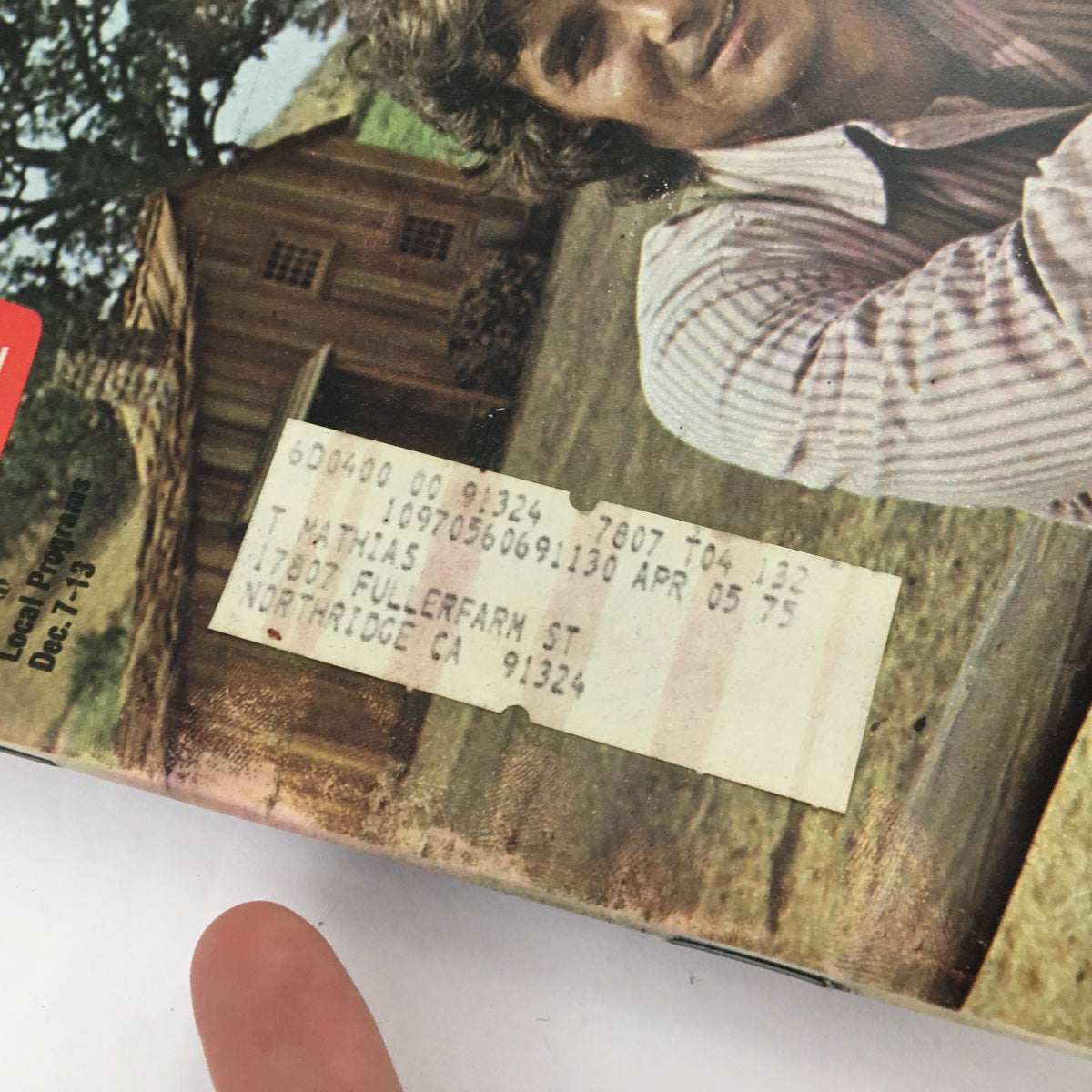 Cover of TV Guide Magazine December 7, 1974 featuring Michael Landon, including an address label adding to its vintage character.