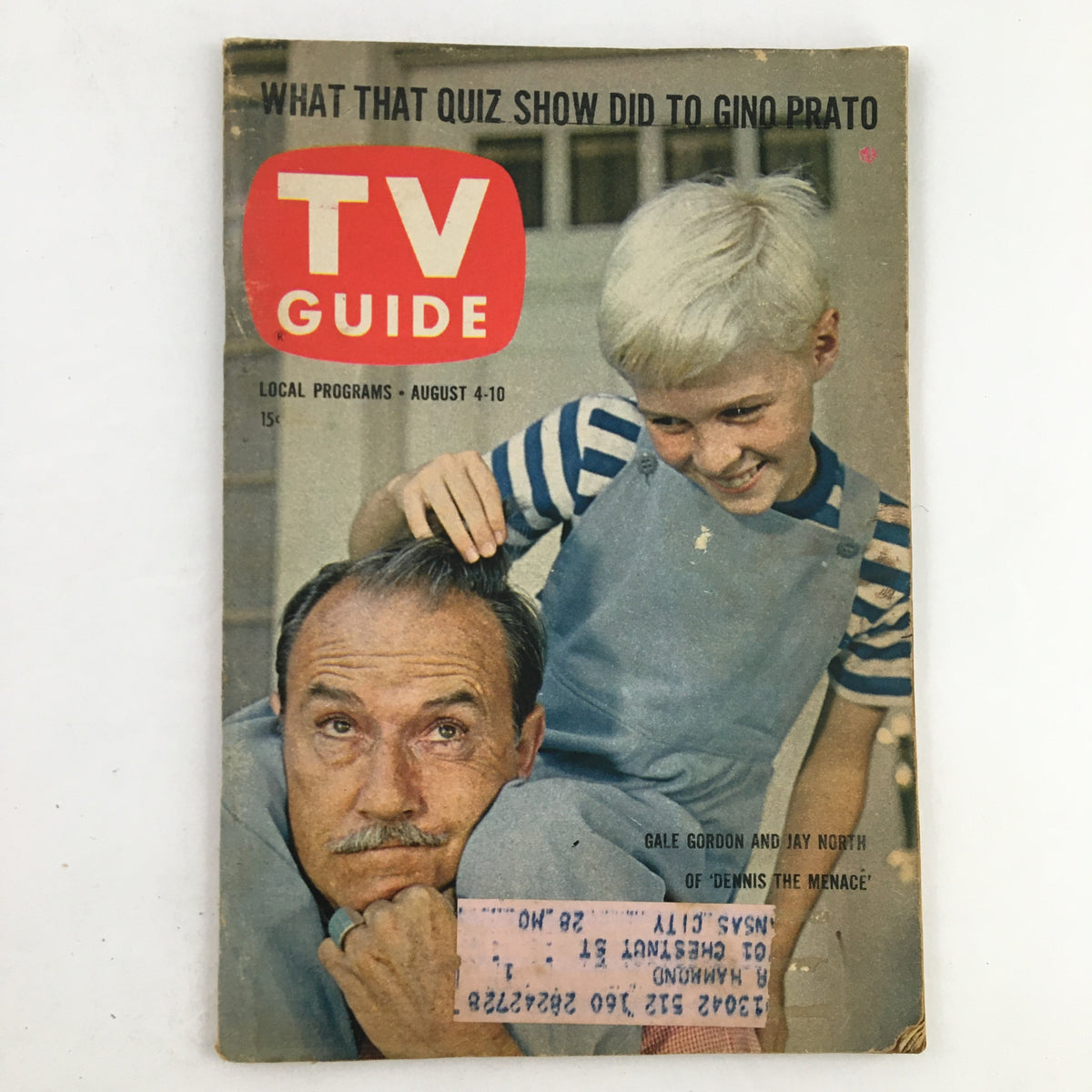 Cover of TV Guide Magazine August 4 1962 featuring Gale Gordon and Jay North, Kansas City Edition.