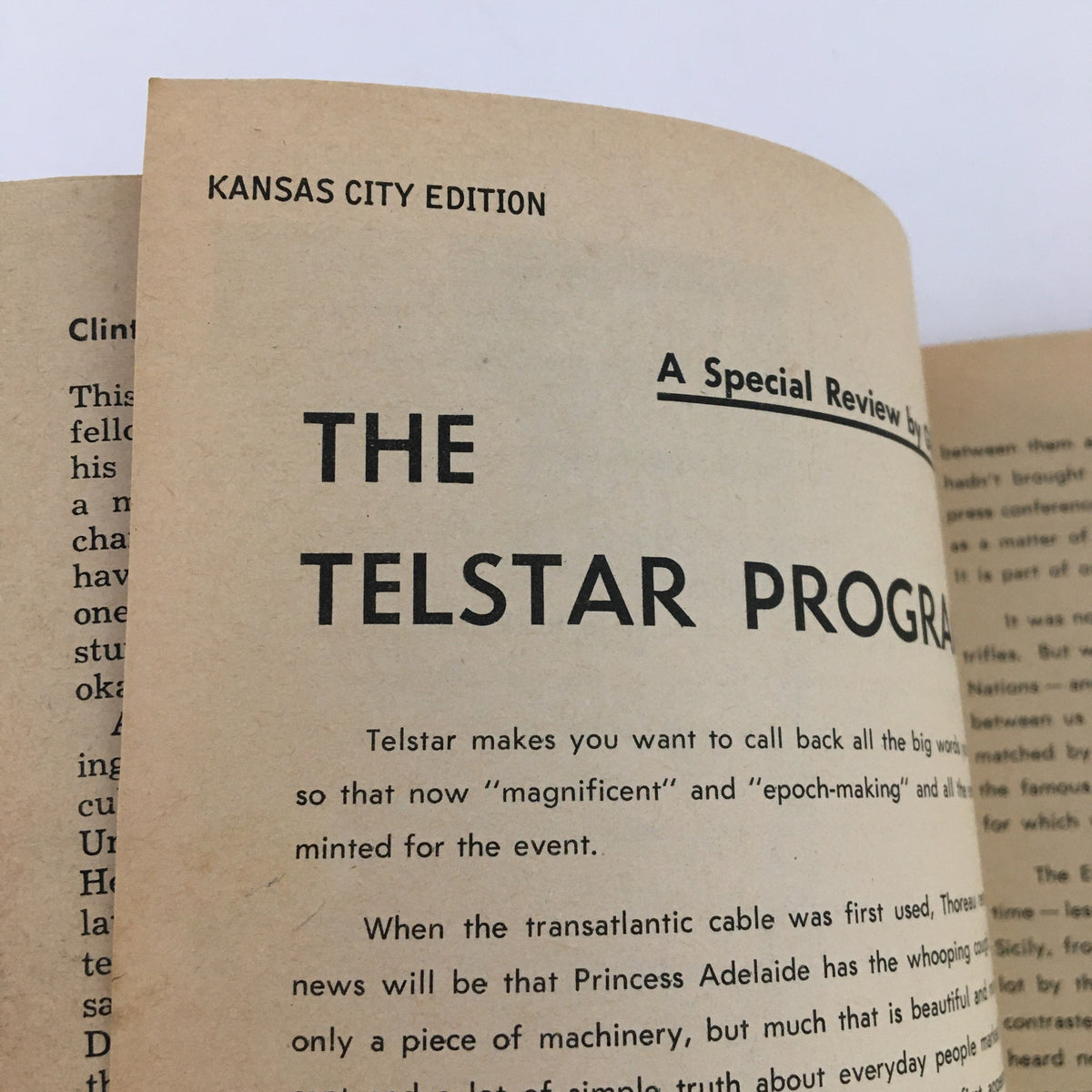 Page from TV Guide Magazine August 4 1962 highlighting The Telstar Program, Kansas City Edition.