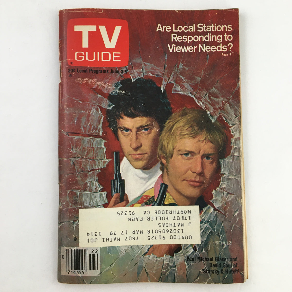 Cover of TV Guide Magazine June 3 1978 featuring Paul Michael Glaser and David Soul from Starsky & Hutch, showcasing a vintage design with a classic look.