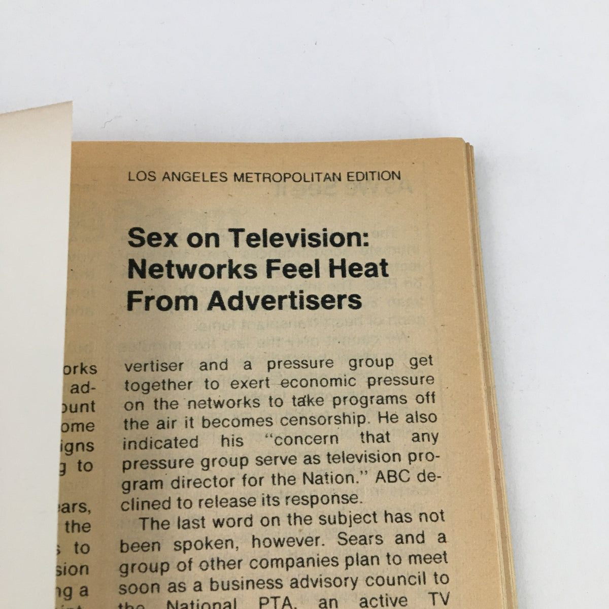 Inside page of TV Guide Magazine June 3 1978 discussing the effects of advertisers on television programming, part of the Los Angeles Metropolitan Edition.