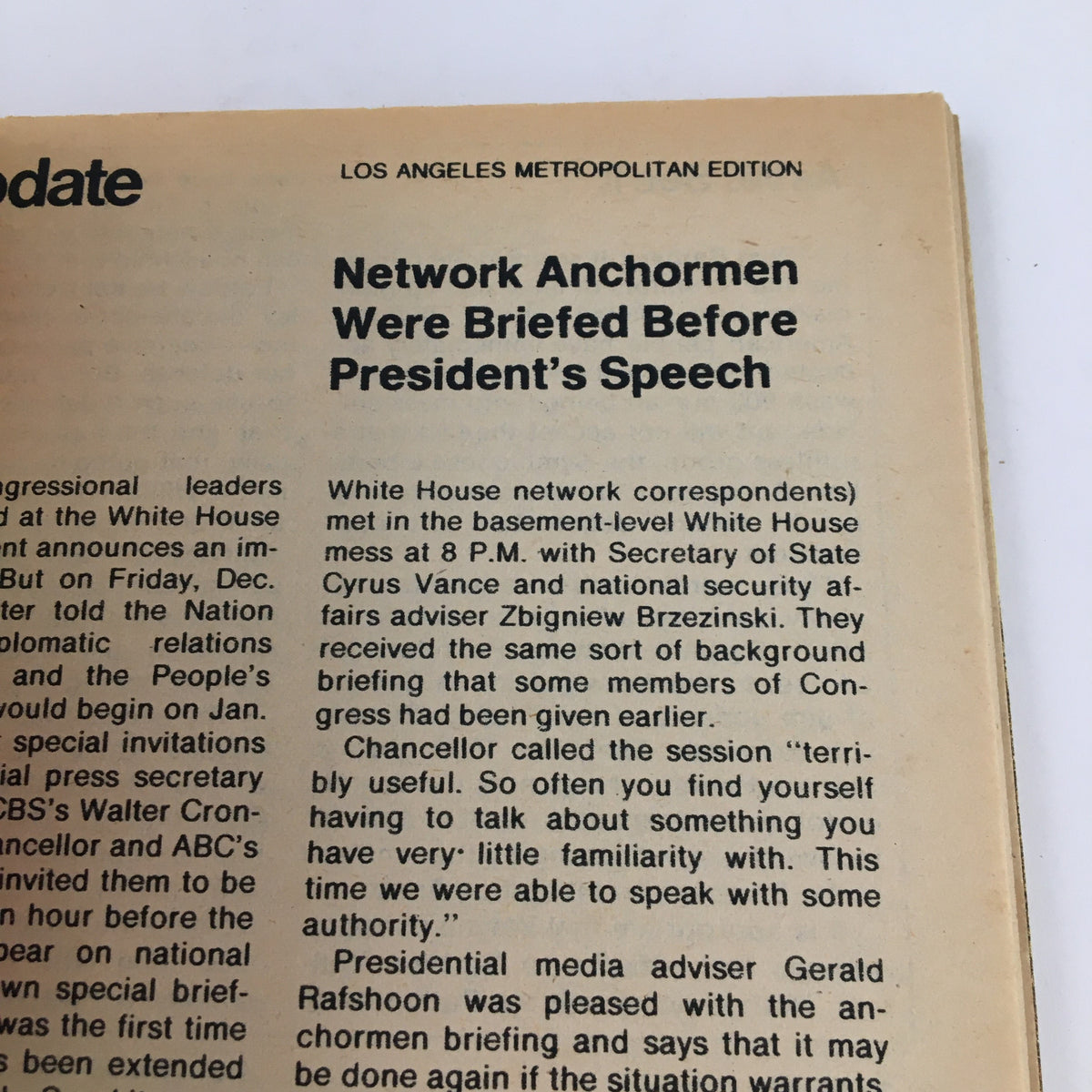 TV Guide Magazine December 30 1978 displaying network news update regarding President's speech, capturing the historical context of television broadcasting during that era.