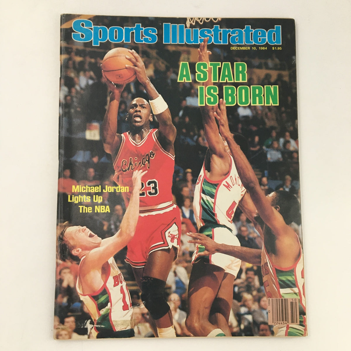 Sports Illustrated Magazine cover from December 10, 1984, featuring Michael Jordan with the headline 'A Star Is Born' as he lights up the NBA.