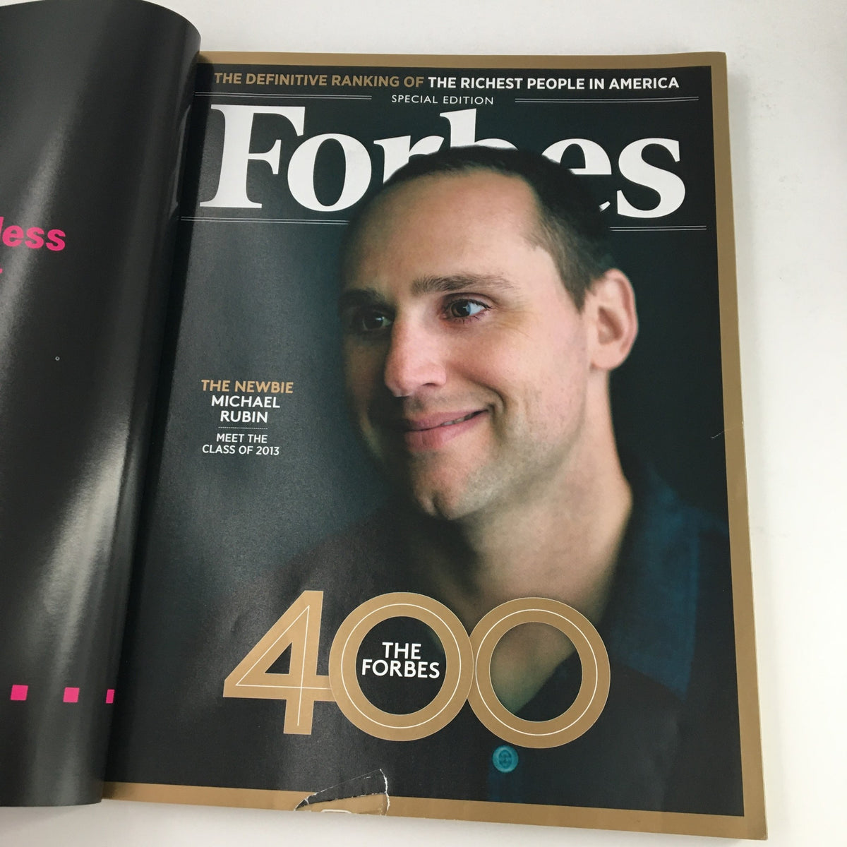 Inside page of Forbes Magazine October 7, 2013 featuring Michael Rubin, showcasing his profile in 'The Forbes 400'.
