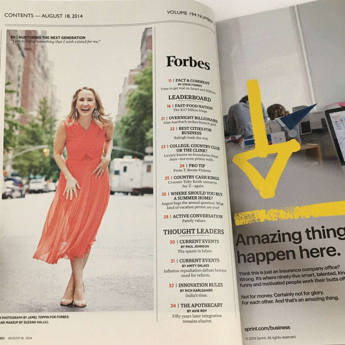 Forbes Magazine August 18 2014 cover featuring Alexa Von Tobel, founder of LearnVest, showcasing innovative perspectives on finance and entrepreneurship.
