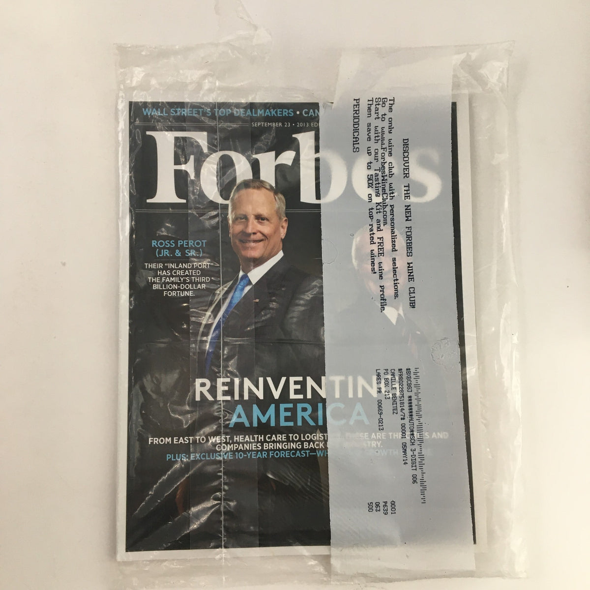 Forbes Magazine September 23 2013 featuring Ross Perot Jr. on the cover, highlighting the theme 'Reinventing America' with an emphasis on business and economic insights.